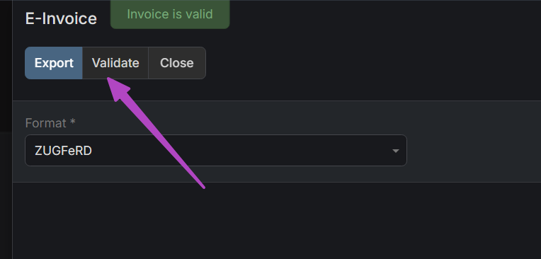 ZuGFeRD e-invoice validate